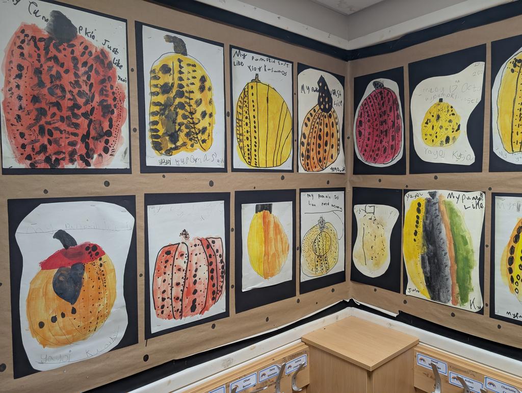 stmarys_CofE's tweet image. We hope you like our Y2 artwork inspired by Yayoi Kasami #art #ks1 #year2