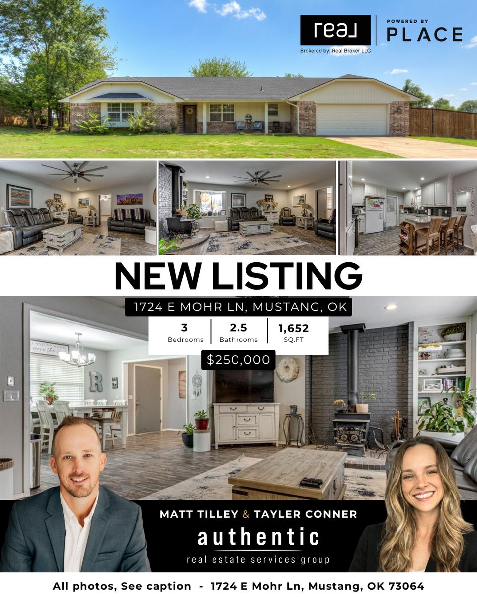 AuthenticRESok's tweet photo. NEW LISTING in Mustang, OK 🚨

Listed at $250K

1724 E Mohr Ln, Mustang, OK 73064
All photos: https://t.co/UV9yXcpz5x

Matt Tilley
(405) 353-9667 | matt@authenticres.com

Tayler Conner
(405) 363-1336 | tayler@authenticres.com

#MustangOK
#oklahomarealestate
#oklahomahomesforsale https://t.co/ex6lEgRUCg