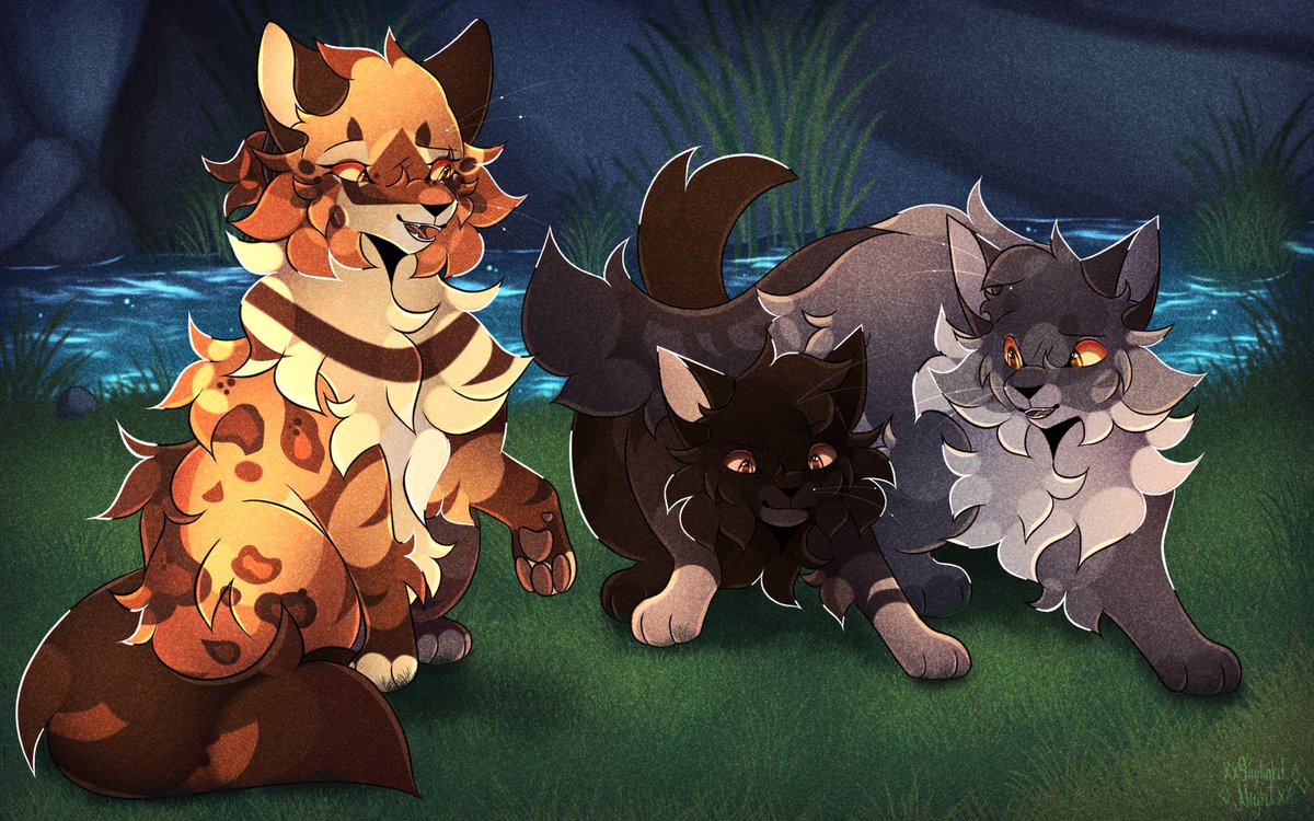 Jaylight_Night's tweet image. Leopardfur | Whitepaw | Frogleap | 

Redraw/based on niftysenpai Riverclan camp
#warriorcats