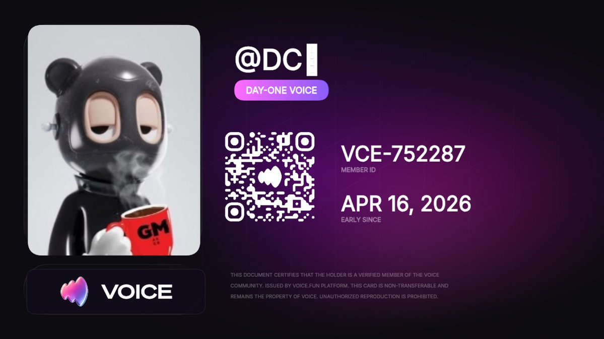 0xdubemm's tweet image. Just got my @Voicehavefun membership card!

Member ID: VCE-752287

#Voice #VoiceFun #VoiceCommunity