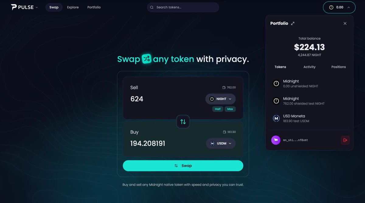 Pulse | Midnight’s Privacy DEX tweet media