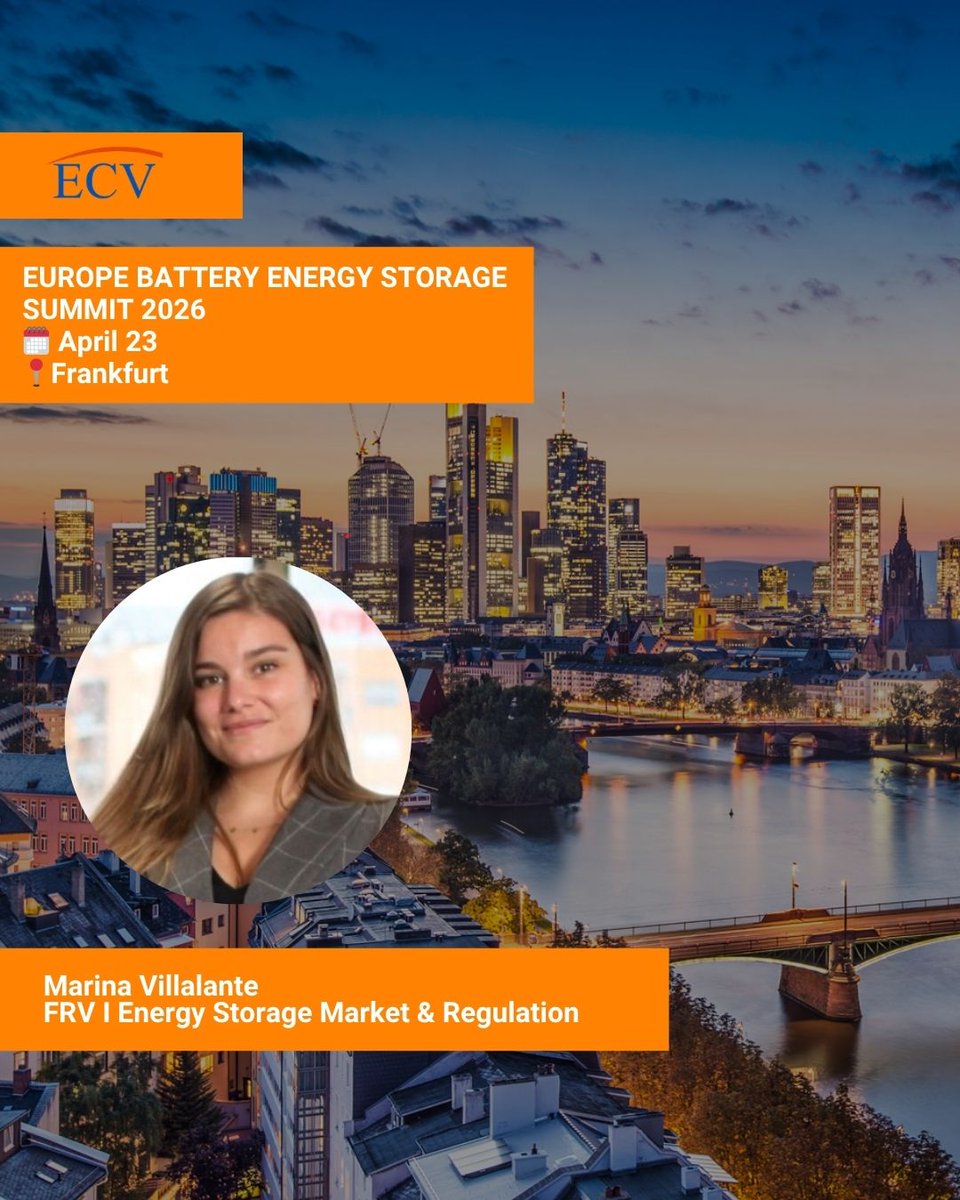 FotowatioRV's tweet image. 🔋 FRV will be at the Europe Battery Energy Storage Summit 2026 (Frankfurt, 22–23 Apr).
On 23 April, Marina Villalante is expected to take part in the programme with a keynote on battery energy storage followed by a Q&amp;amp;A.
🔗 ecv-events.com/EuropeBatteryE…
#FRV