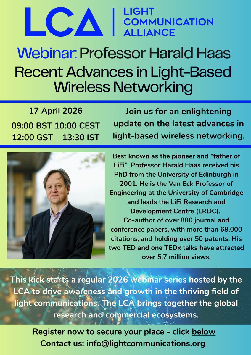 LightCommsAll's tweet photo. LAST DAY TO REGISTER #LIFI #voicendata #wireless #OWC #LCA  https://t.co/f7YnimLKOe https://t.co/O9mt4fytZD