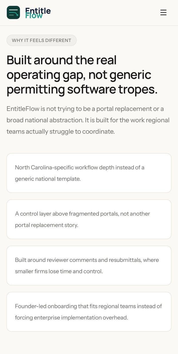 J__primo's tweet photo. @santoshstack working on EntitleFlow! approval ops software for NC dev teams tired of watching regional firms lose time in the comment/resubmittal chaos - check it out at https://t.co/qJEG9pC8AH https://t.co/n38v7syIsw