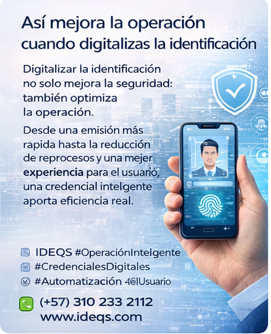 Ideqs_sas's tweet photo. Digitalizar la identificación no solo mejora la seguridad: también optimiza la operación. Desde la emisión más rápida hasta la reducción de reprocesos y una mejor experiencia para el usuario, una credencial inteligente aporta eficiencia real. 
#IDEQS #GobiernoDeIdentidades https://t.co/dxMAwK6Gmx