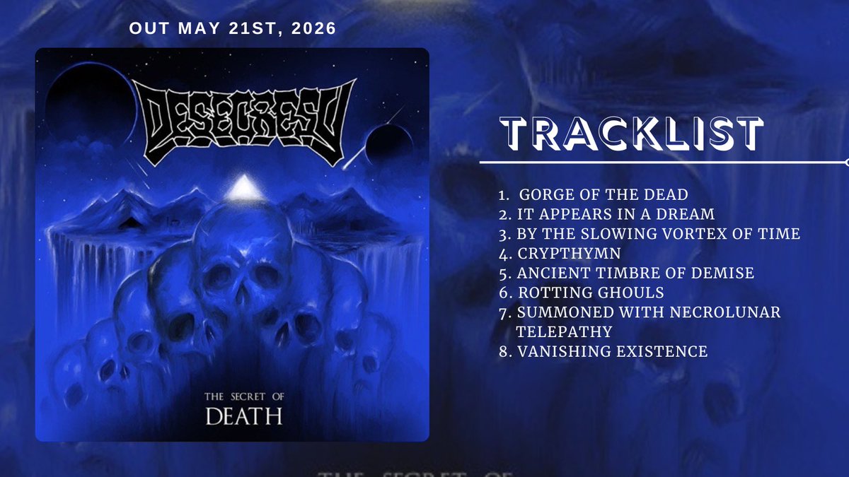 Defstar666's tweet photo. 🔜 DESECRESY - The Secret of Death
🗓️May 21, 2026
🏷️Xtreem Music
https://t.co/modDd1uPgl
#Desecresy #finnish #deathmetal #deathdoom https://t.co/mbLJXfu2iZ