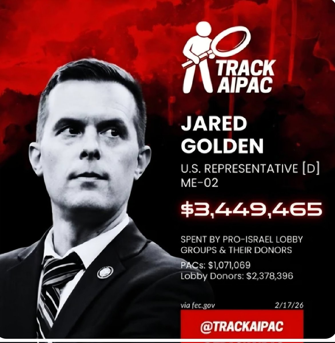 House fails to pass a resolution to end Trump’s war with Iran by just ONE vote (213-214).
The only Democrat who voted to keep the war going? Jared Golden.
Turns out he took over $3.4 million from pro-Israel lobby groups and AIPAC donors. What a coincidence, right? 😂
One guy