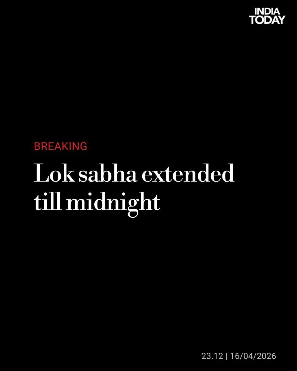IndiaToday's tweet photo. #BreakingNews | Lok Sabha session extended till midnight amid key discussions.
#LokSabha #ParliamentSession #MidnightSession #IndianParliament #WomensReservationBill #Delimitation https://t.co/dX2Qp6B2xk