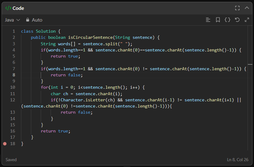 Shubhampateldev's tweet image. Day 209/365 – #365DaysOfLeetCodeChallenge
“Circular Sentence” 🔁
Check last→first for each word + wrap-around condition 💡

#leetcode #java #DSA #strings #coding #programming