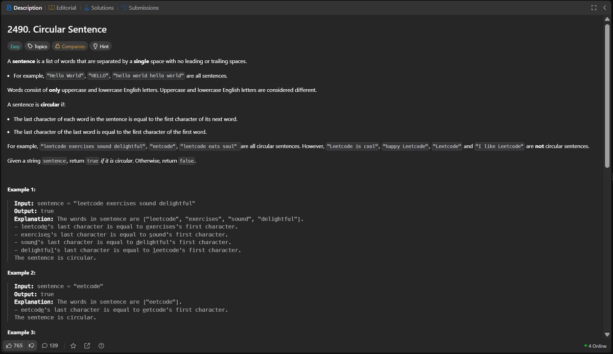 Shubhampateldev's tweet image. Day 209/365 – #365DaysOfLeetCodeChallenge
“Circular Sentence” 🔁
Check last→first for each word + wrap-around condition 💡

#leetcode #java #DSA #strings #coding #programming