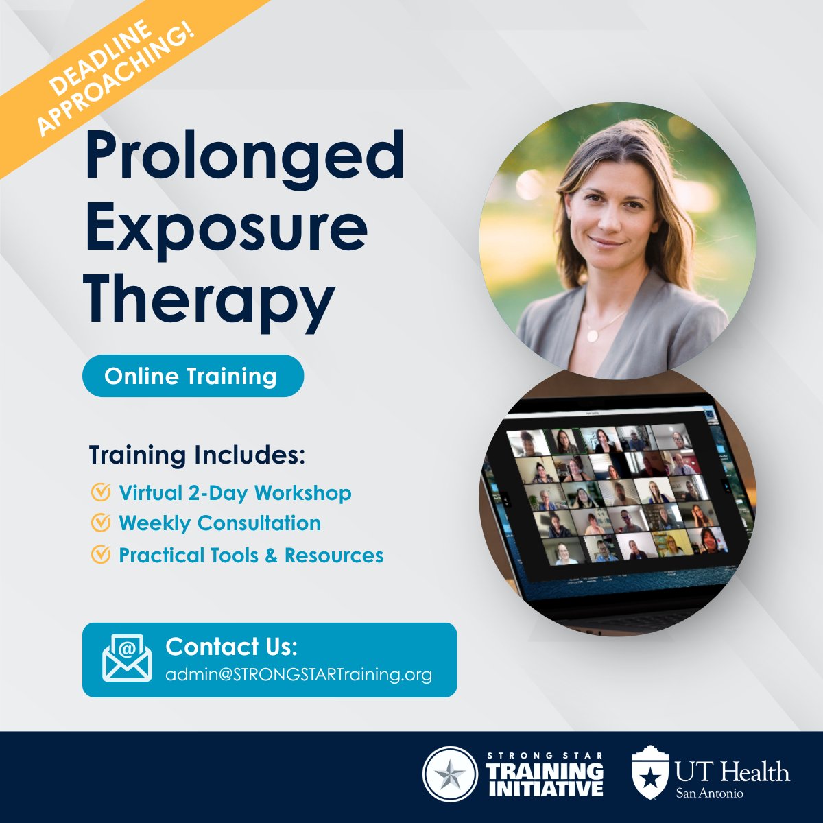 STRONGSTARTrain's tweet image. Last week to register for training in Prolonged Exposure Therapy! 🚨

Don't miss your chance to add this vital evidence-based treatment for PTSD to your practice - register for training today at: bit.ly/3MQ0RVk

#PTSD #MentalHealth #Therapist #OnlineTraining