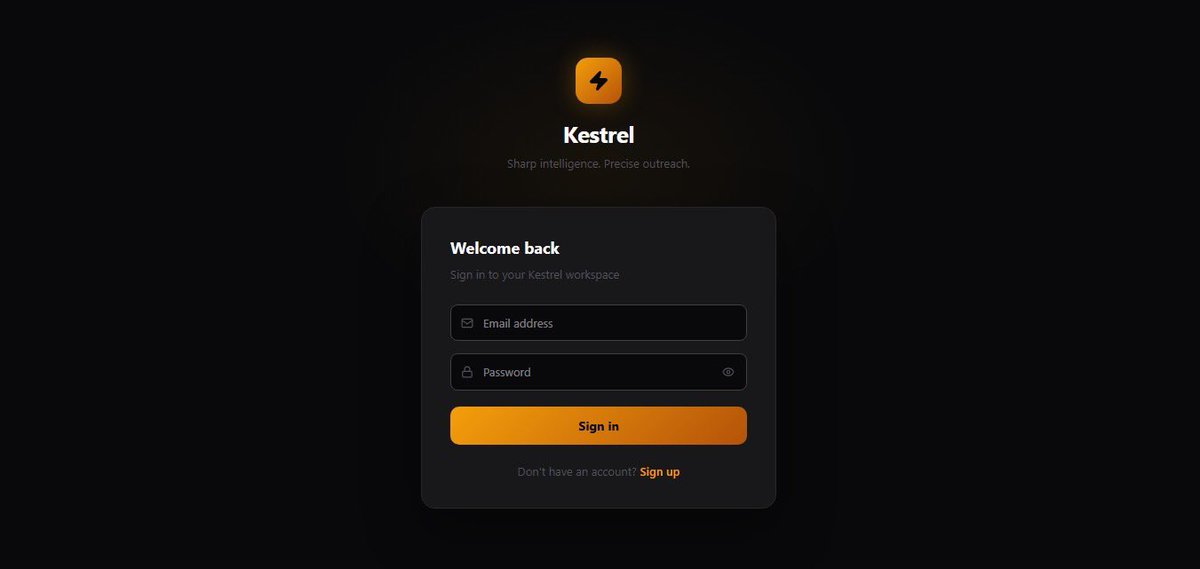 techcori's tweet photo. Most cold emails fail because they’re generic.
Kestrel fixes that.
Drop in a company → it researches them, finds their email, matches your offer to their pain points, and sends it. All in one place. 🦅
Sharp intelligence. Precise outreach.
#AIagents #outbound #buildinpublic https://t.co/sIqhvmsb9c