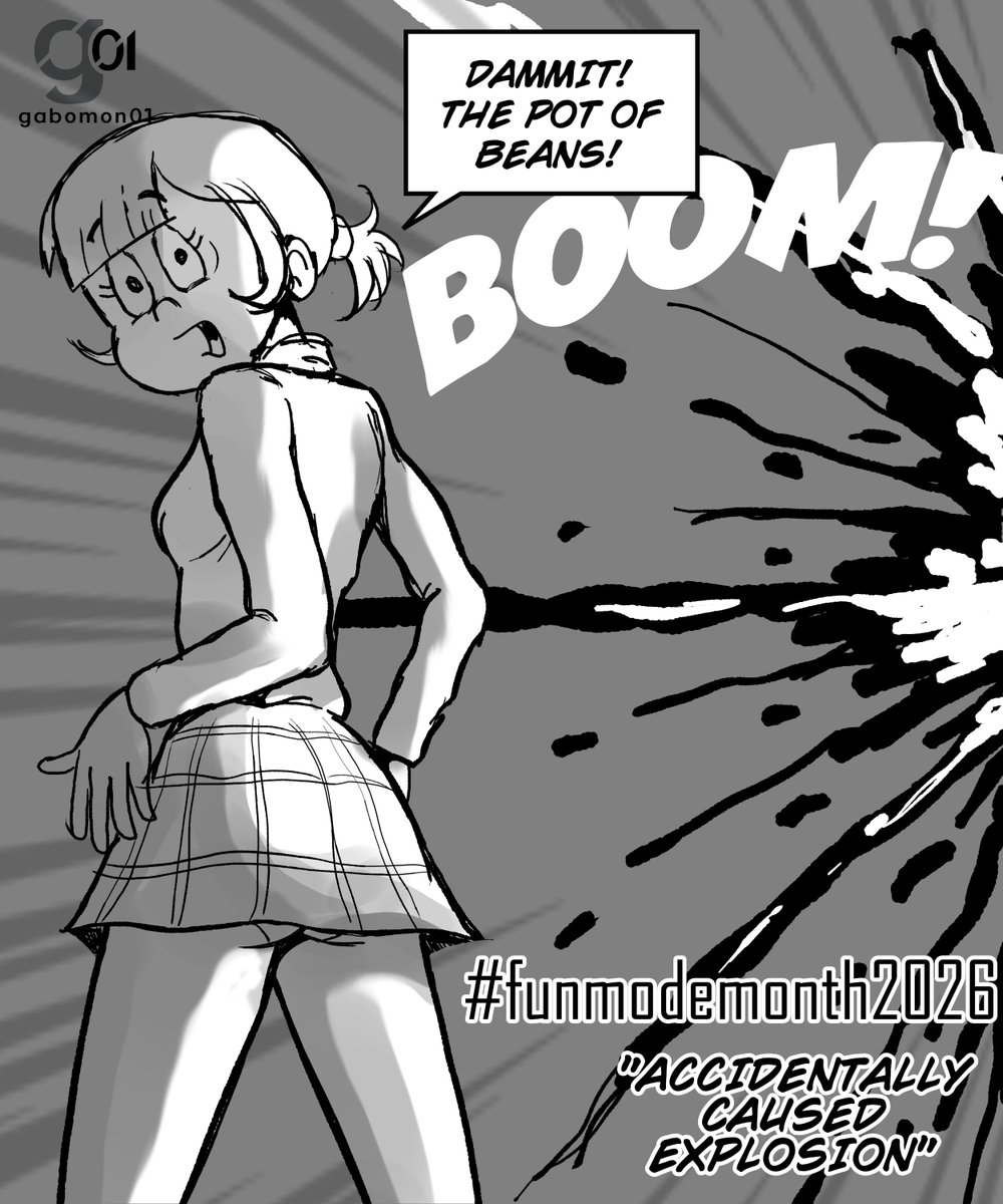 gabomon01's tweet photo. #FunModeMonth2026 Day 8:  "Accidentally caused explosion" (EN/ES) 
Camila faces one of the most difficult missions any child in Latin America can undertake: watching the pot of beans while it simmers on a low flame! #originalcharacter #myart #girl https://t.co/hMhC1R0fpF
