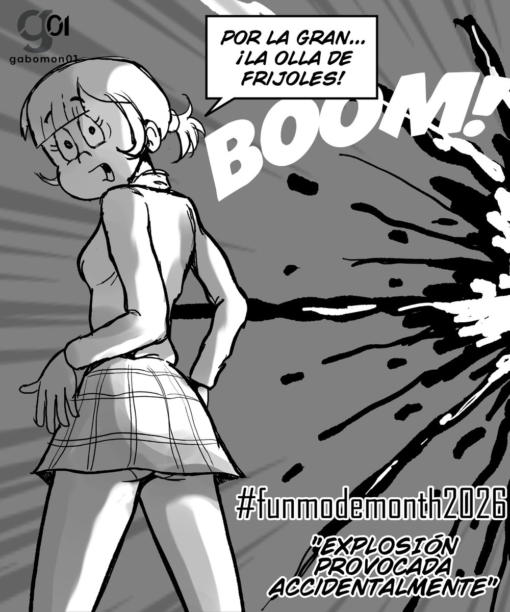 gabomon01's tweet photo. #FunModeMonth2026 Day 8:  "Accidentally caused explosion" (EN/ES) 
Camila faces one of the most difficult missions any child in Latin America can undertake: watching the pot of beans while it simmers on a low flame! #originalcharacter #myart #girl https://t.co/hMhC1R0fpF