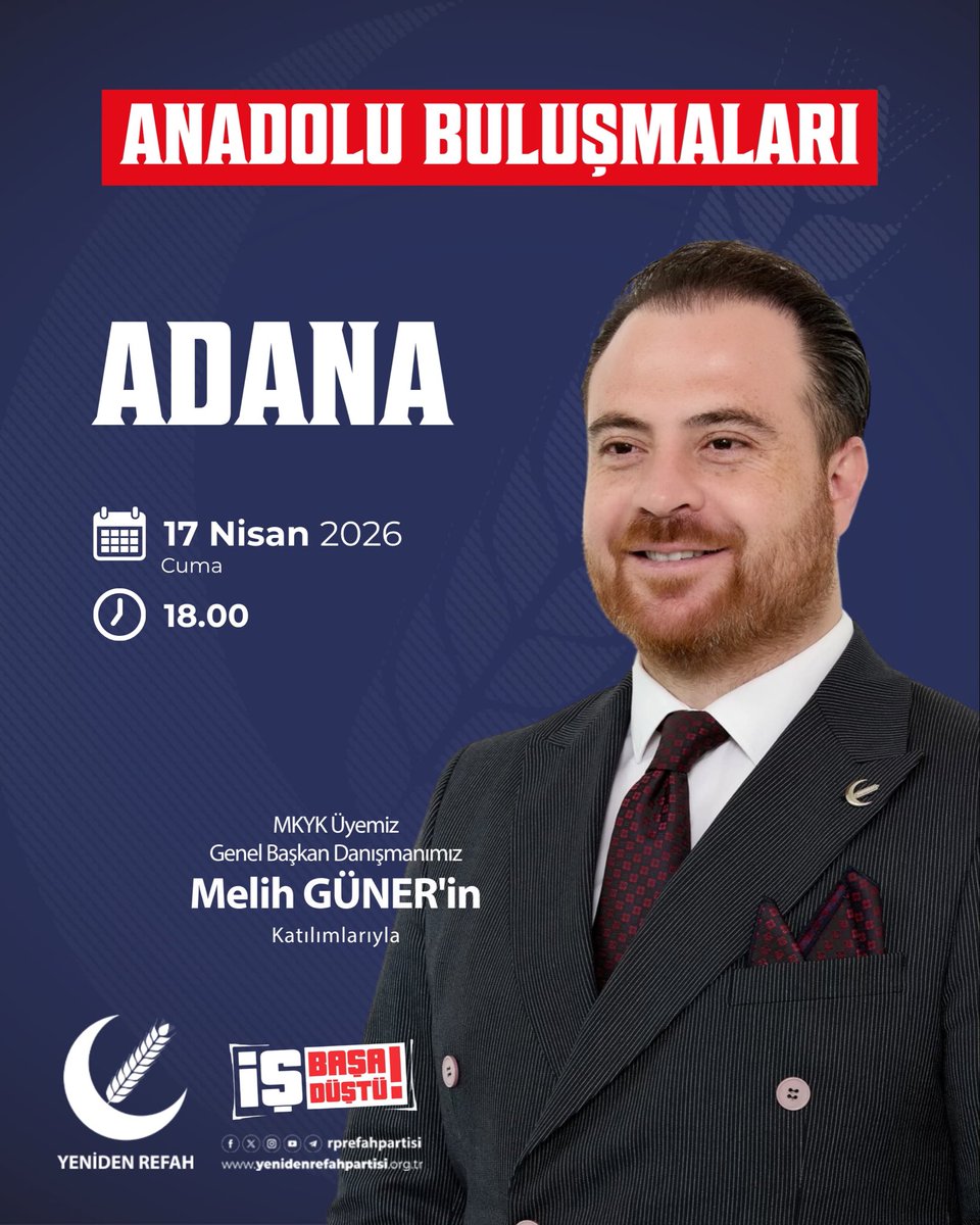 MehmetYslsnck's tweet photo. MKYK üyemiz, Genel Başkan Danışmanımız Sn. Melih Güner ile yarın Adana’dayız.

Anadolu buluşmalarımız kapsamında gerçekleştireceğimiz programda, vatandaşlarımızla bir araya gelerek görüş ve taleplerini dinleyeceğiz.

@erbakanfatih @melihguuner @magdursuztoplum https://t.co/XXZB0O4I49