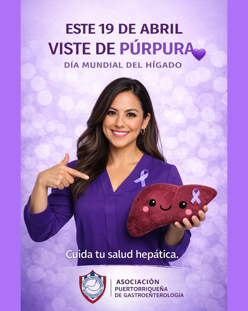 gastropr's tweet photo. Este 19 de abril 💜 únete al Día Mundial del Hígado vistiendo de púrpura.  
Un pequeño gesto que crea conciencia sobre la importancia de cuidar tu salud hepática.  

¡Tu hígado lo es todo, protégelo! 💜  
#DíaMundialDelHígado #SaludHepática #VísteteDePúrpura https://t.co/hojeGL9rvc