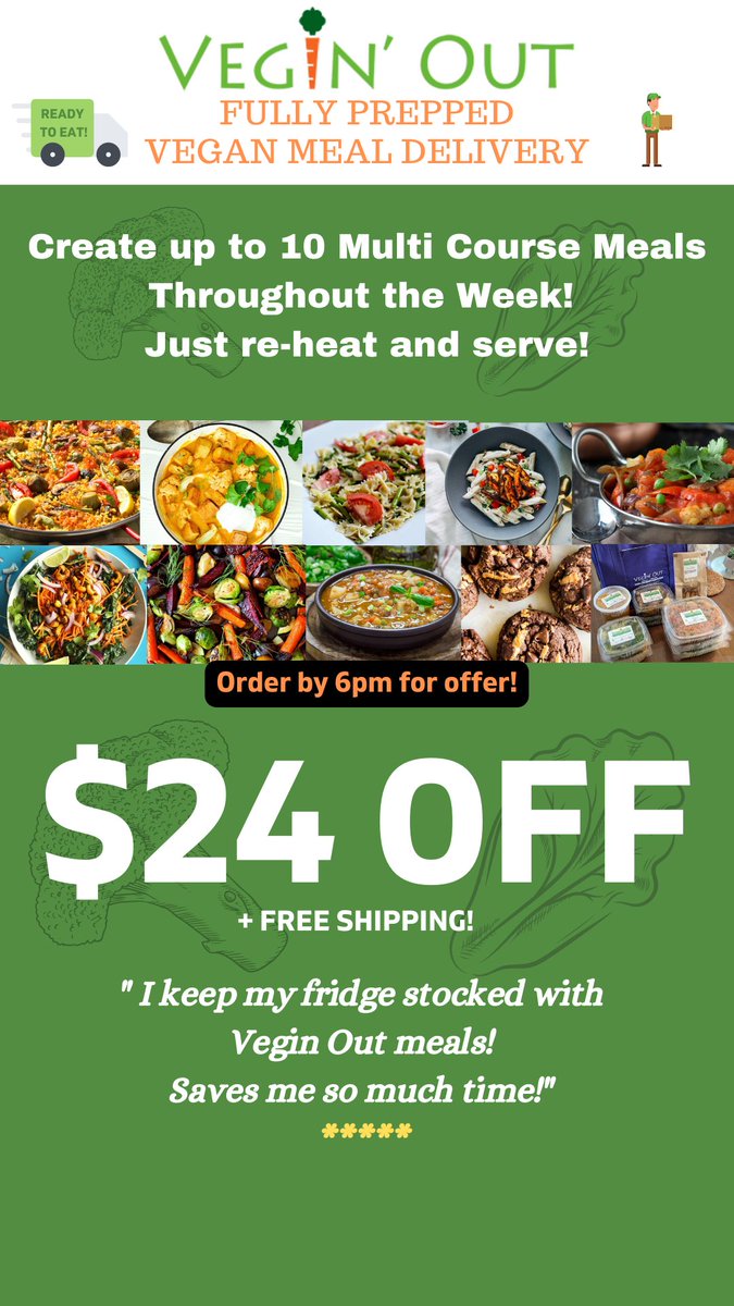 VeginOut's tweet image. 😍Take a Break from Cooking Next Week!
Get fully prepped Healthy #Vegan Meals delivered Weekly

Mix n' match 3 entrees, 4 sides, soup &amp;amp; dessert  to create up to 10 multi course meals!

See New Menu!👉veginout.com/pages/vegin-ou… 

#veganfood #plantbased  #mealprep #weightloss #비건