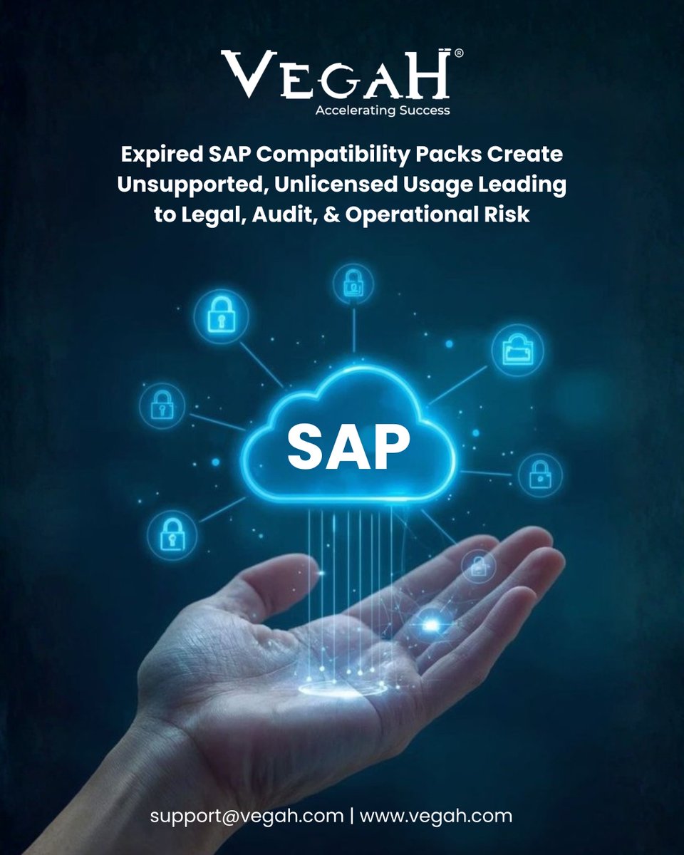 vegahllc's tweet image. Expired SAP Compatibility Packs don’t stop systems—
they start compliance risk.

#SAP #SAPCompliance #EnterpriseRisk #ITRisk #BusinessRisk #Vegah #AcceleratingSuccess