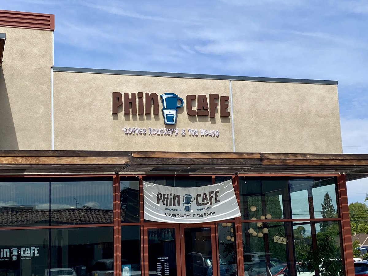 CampbellWtrTwr's tweet image. New signage at Phin Cafe. “Phin Cafe… is a popular Vietnamese specialty coffee roastery and tea house.” They are located at 2000 S Bascom Ave, next to Habit Burger. 
@CampbellWtrTwr #campbell #vietnamese #coffee #caffine #phincafe