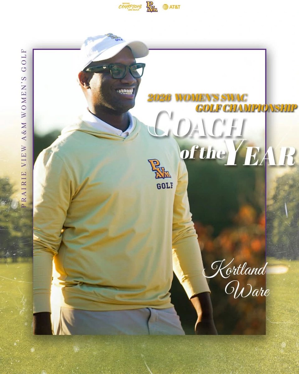 PVAMU_Pres's tweet image. New Championship Alert!! I am so proud to share that @PVAMU Women's Golf captured its first    Southwestern Athletic Conference @theswac Women's Golf Championship in program history!!

Additionally, Head golf coach, Kortland Ware, received SWAC Women's Golf Coach of the Year for