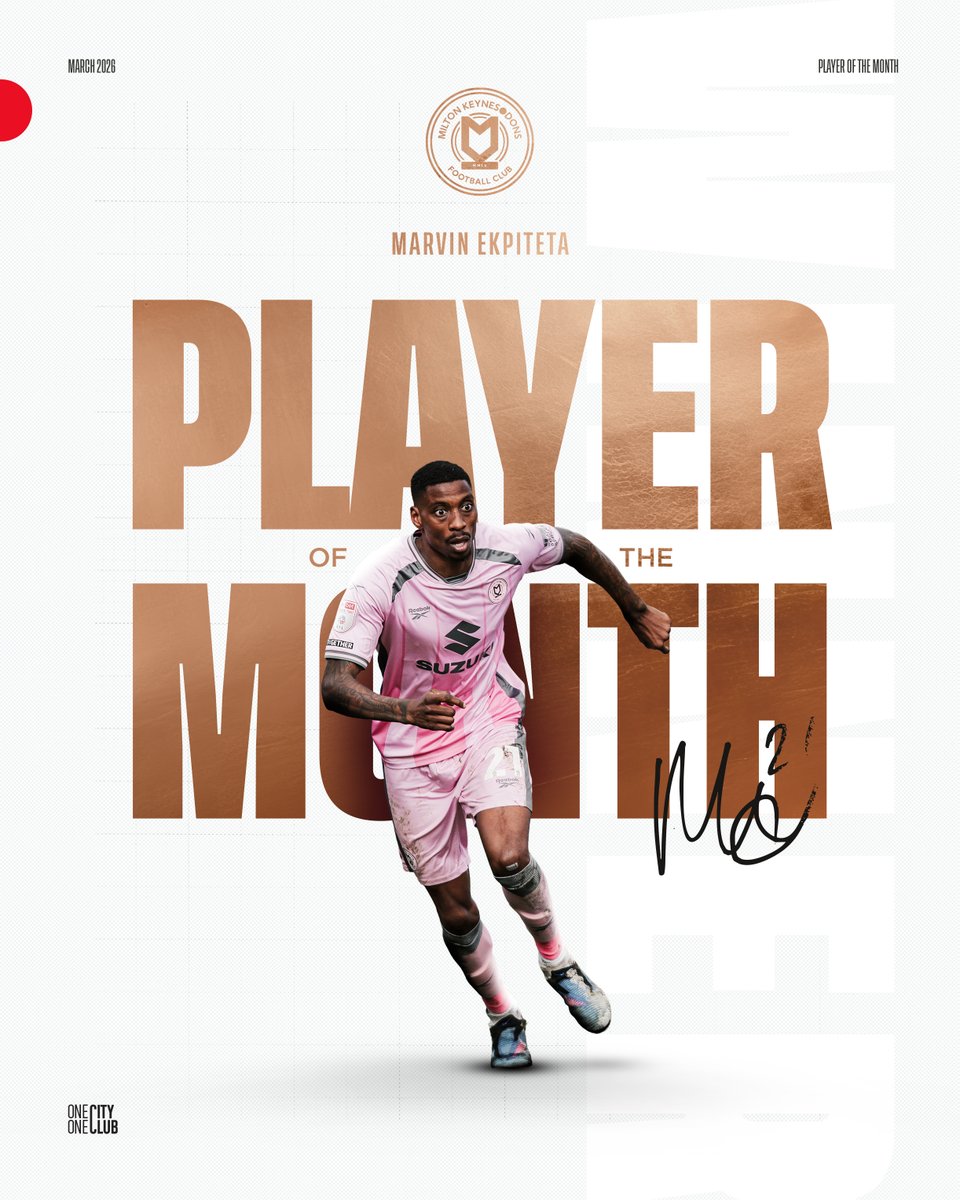 MKDonsFC's tweet photo. Marvin Ekpiteta has been voted for by #MKDons supporters as your March Player of the Month! 🏆

The defender has been a standout player this month, leading from the back and scoring some important goals for the team 🔥

Congrats, Big Marv! 💪

#COYD https://t.co/TFDWV4GBhB