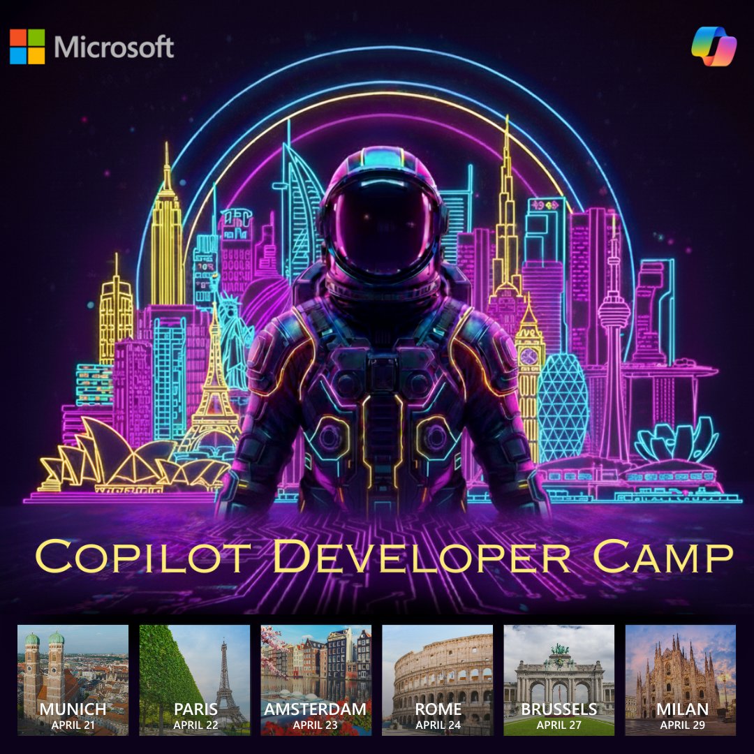 BillAndreozzi's tweet image. Join developers, architects, partners &amp;amp; AI enthusiasts to build Copilot experiences, intelligent agents &amp;amp; real-world solutions with #Microsoft365Copilot.
Don’t miss the latest on AI extensibility.
✅ Register: aka.ms/M365CopilotDev…
#CopilotDeveloperCamp #MSFTAdvocate