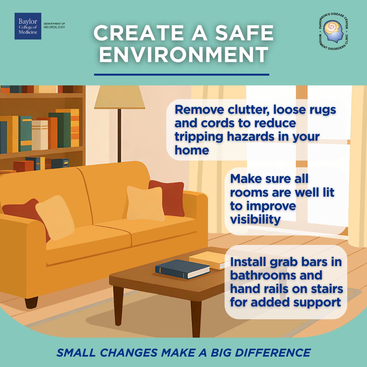 bcmneurology's tweet image. Taking simple, proactive steps can help improve safety, confidence, and independence in everyday life.

#ParkinsonsDisease #FallPrevention #StayActive #BrainHealth #MovementDisorders 

@JankovicJoseph
@PDCMDC