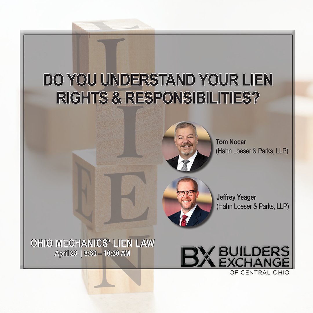 BXofCentralOhio's tweet image. All employees involved in the lien process need to know the documentation requirements. READ MORE: ow.ly/3jKj50YFQSk
@BXofCentralOhio #Construction #Leadership #MeetLearnGrow  @HahnLoeser #LienLaw #MechanicsLien