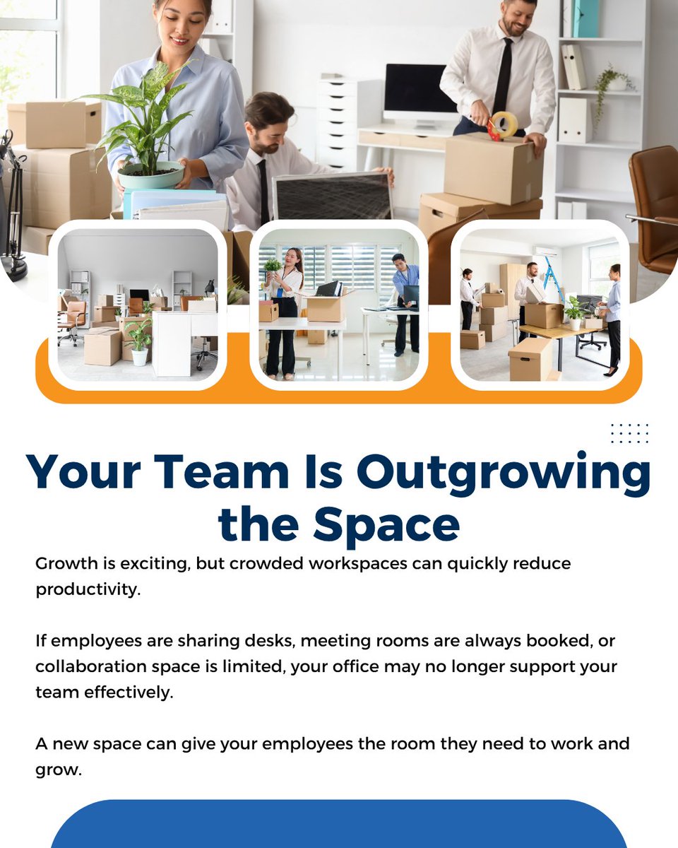 CorovanMoves's tweet image. Outgrowing your office? Crowded spaces, rising costs, or outdated layouts may be signs that it’s time to move. A well-planned relocation can improve productivity, collaboration, and growth potential.
#OfficeRelocation #WorkplaceStrategy #FacilitiesManagement #OfficeMove
