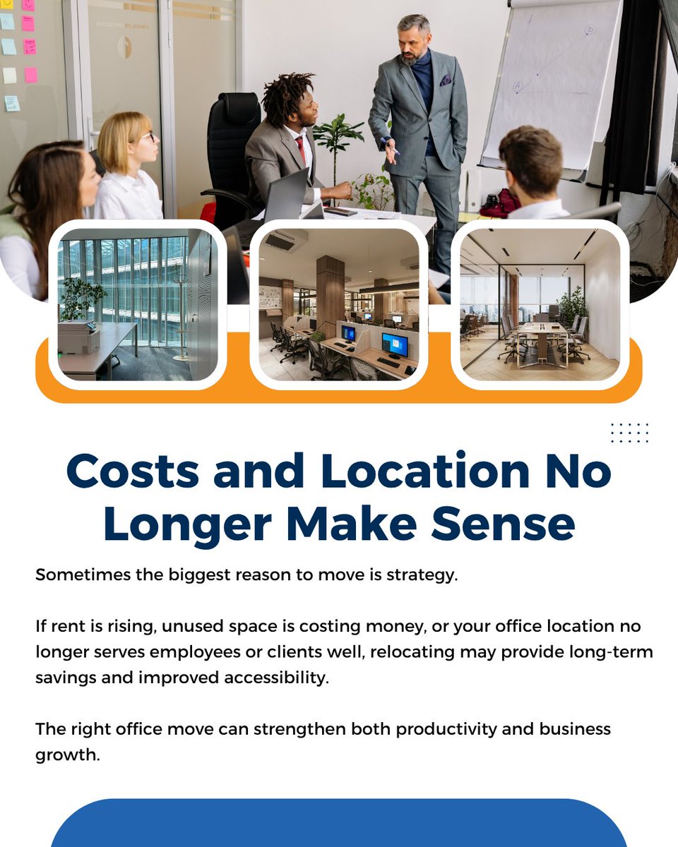 CorovanMoves's tweet image. Outgrowing your office? Crowded spaces, rising costs, or outdated layouts may be signs that it’s time to move. A well-planned relocation can improve productivity, collaboration, and growth potential.
#OfficeRelocation #WorkplaceStrategy #FacilitiesManagement #OfficeMove