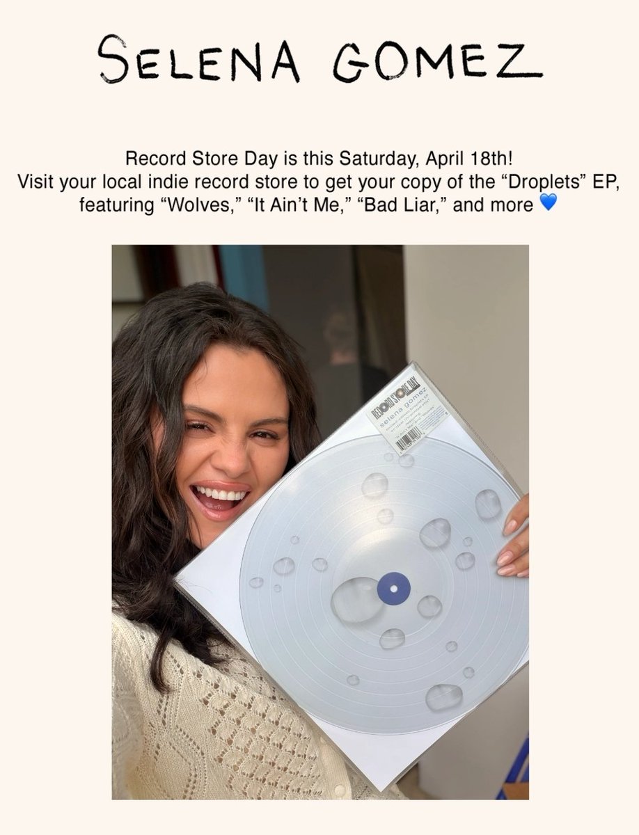 Selena Gomez with the limited-edition EP Droplets. 