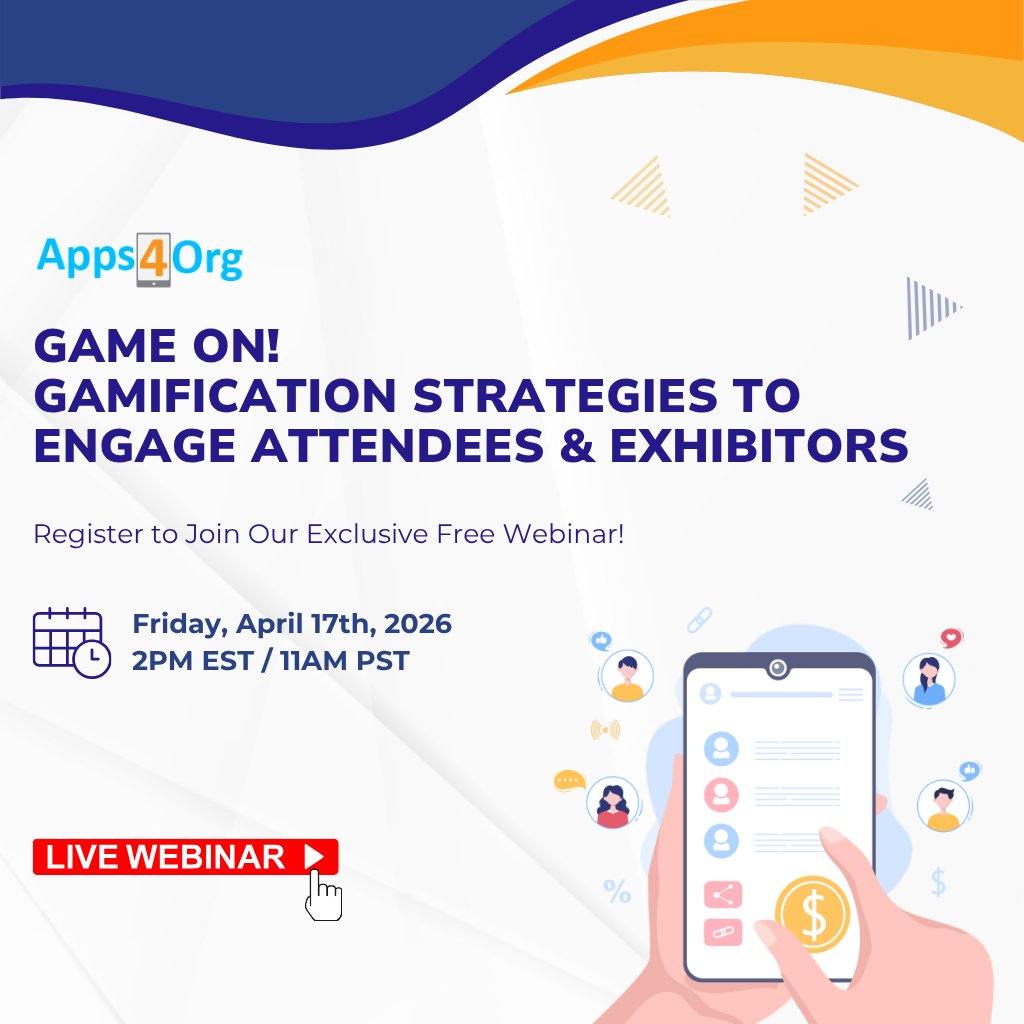 Apps4OrgCOM's tweet image. Free Webinar: Gamification Strategies to Engage Attendees &amp;amp; Exhibitors

Register here; eventsites.apps4org.com/?code=webinar

#Apps4Org #Conferenceapp #Webinar