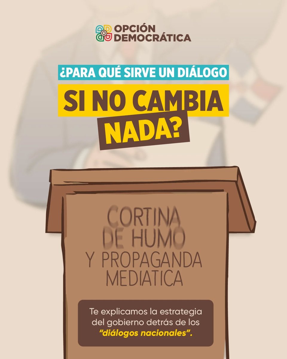 O_Democratica's tweet photo. Llamados a "diálogos nacionales".
Grandes titulares. Bonitas fotos grupales.

¿Para cuándo un gobierno que asuma un liderazgo responsable ante las crisis?

👇Te explicamos aquí el patrón de propaganda de los fallidos "diálogos nacionales" convocados por el gobierno actual. https://t.co/WZFXAFzRbM