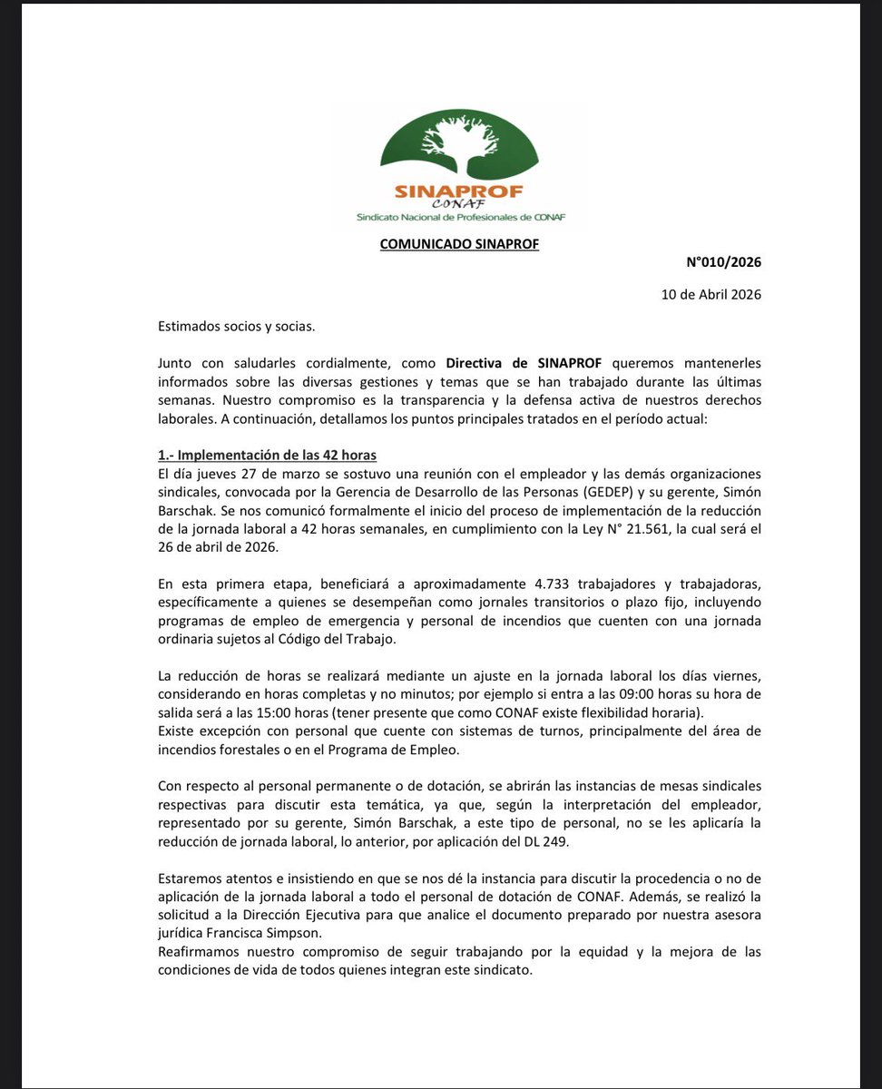 Sindicato de profesionales Conaf tweet media