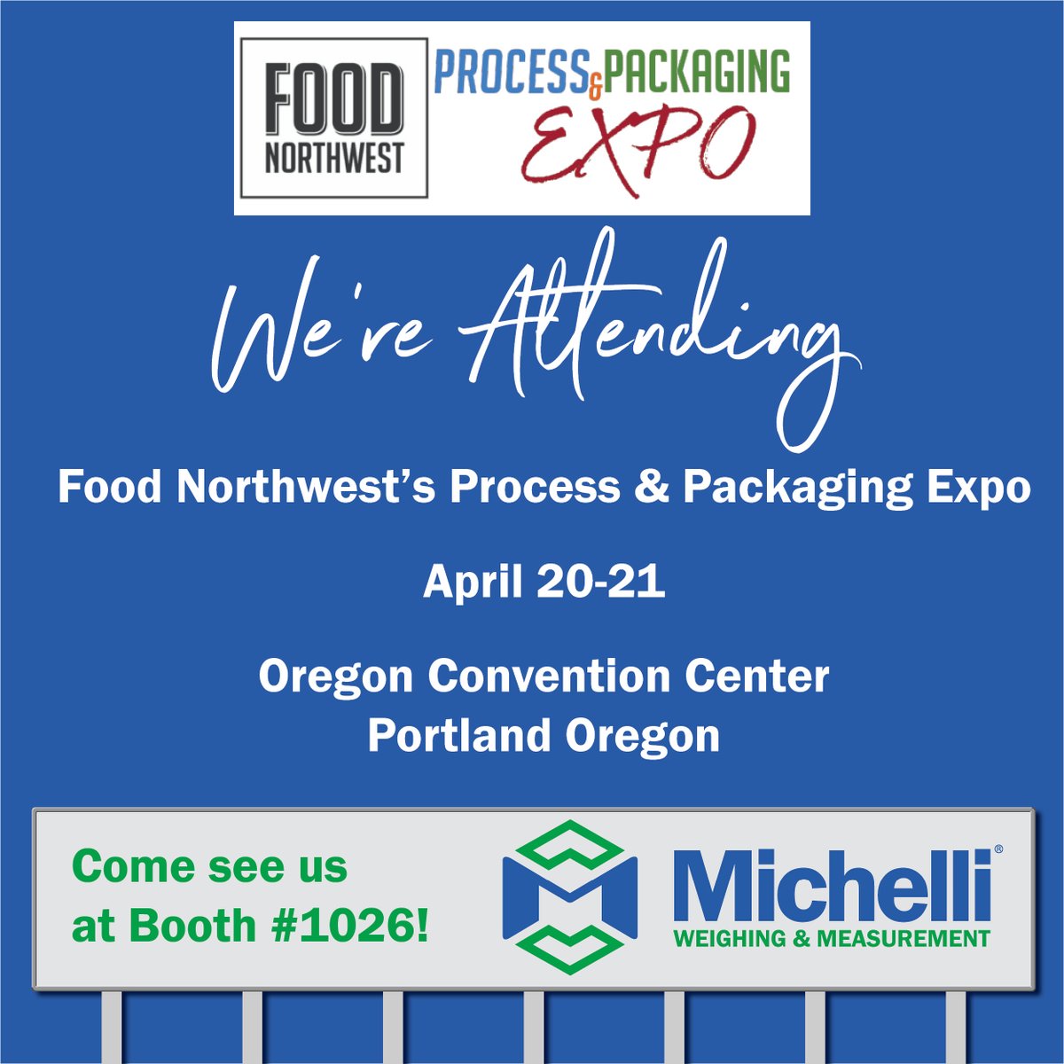 Michelli_WM's tweet photo. Headed to Portland next week for the Food NW Process &amp; Packaging Expo? Stop by and see the Michelli Weighing &amp; Measurement team! Find us at Booth 1026, where we'll be talking all things weighing solutions, packaging systems, and precision calibration for the food industry. https://t.co/ysFwH4Mmgt