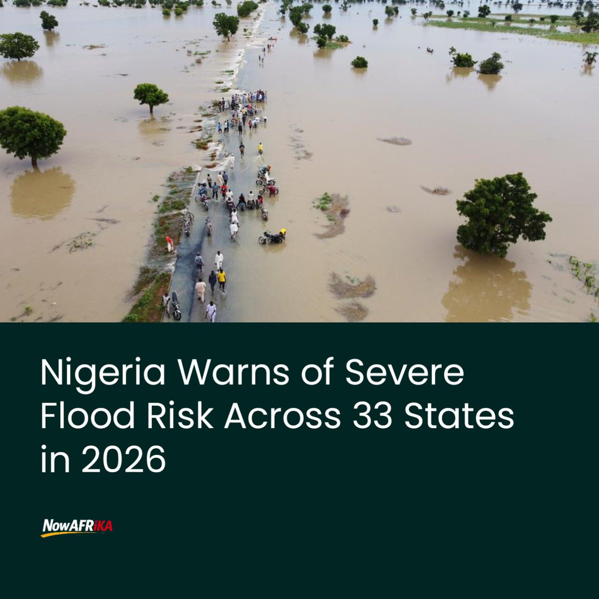 WesleyWe46049's tweet image. Nigeria says over 14,000 communities in 33 states face high flood risk in 2026.
Cities like Lagos and Abuja are on alert.
#Nigeria #Floods #Breaking
