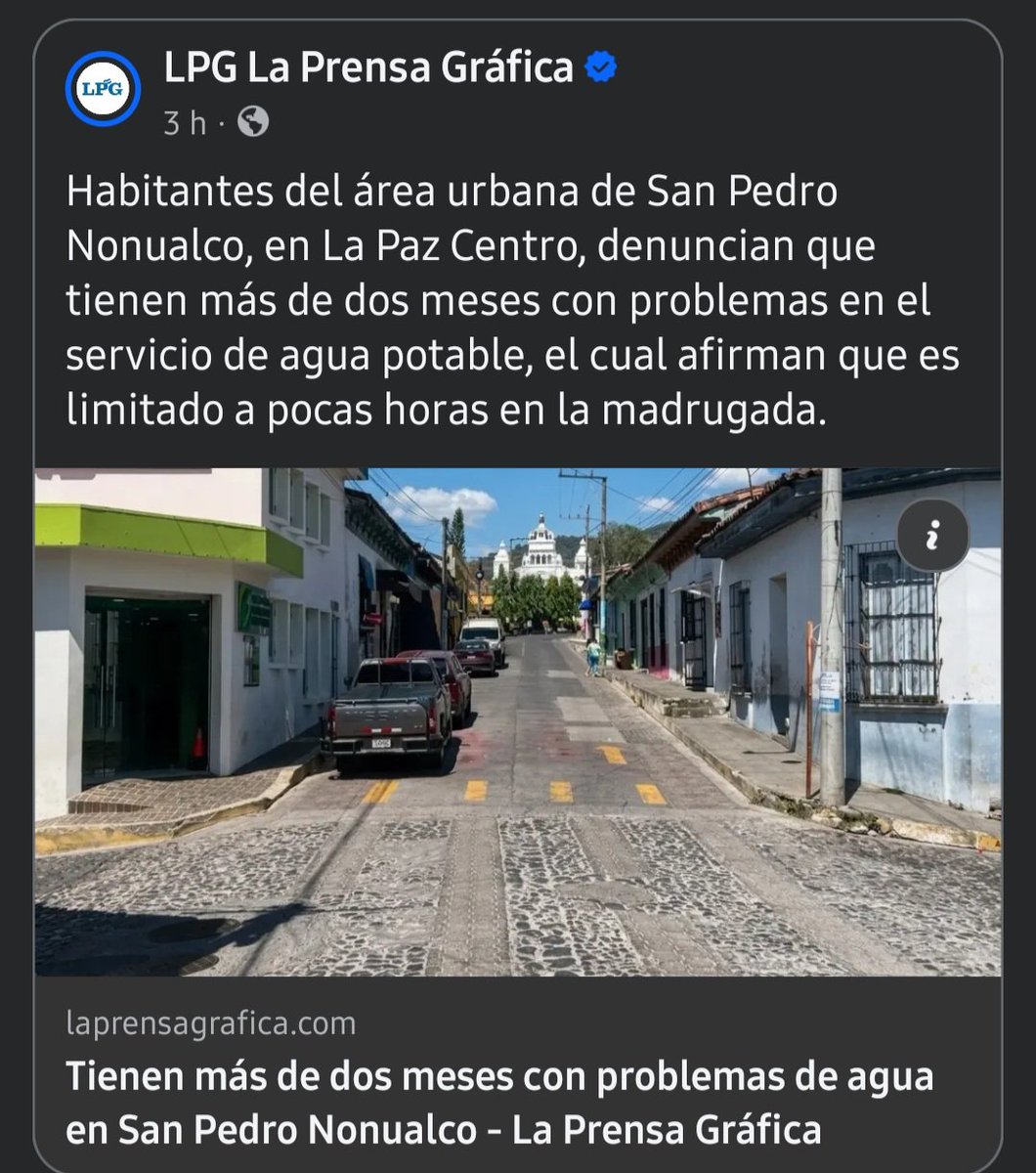 blanco86_dy's tweet photo. Señores de @ANDASV se les pide de favor nos ayuden con la problemática de el abastecimiento del agua potable en nuestro pueblo de San Pedro Nonualco, La Paz Centro. Ya que nos está afectando mucho este problema.
#Anda  @nayibbukele @ANDASV @GobernacionSV https://t.co/N2fKhYnA6q