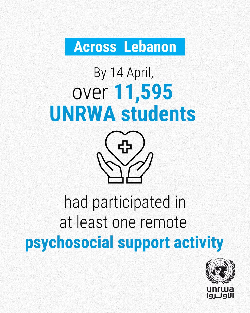 UNRWA's tweet image. Our latest on the situation in 📍#Lebanon:

🔹 By 14 April, a total of 1,741 displaced people (519 families) had been registered in the two UNRWA emergency shelters.  

🔹 As of 14 April, 15 out of 26 UNRWA primary healthcare clinics across Lebanon were operational, while 11