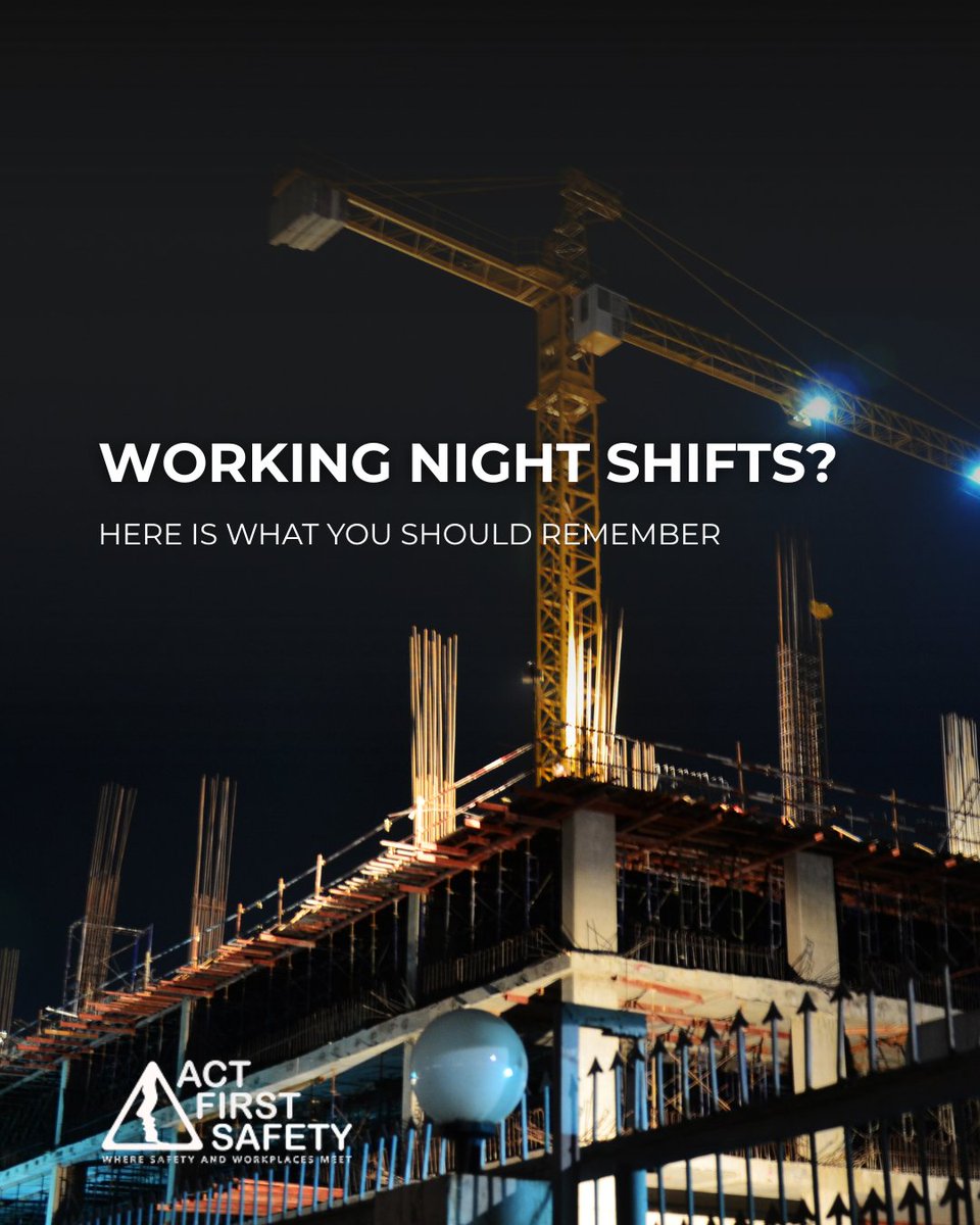 actfirstsafety's tweet photo. Night shifts = a different level of risk.
Reduced visibility. Slower reaction times. Less margin for error. Teams need to stay alert, communicate clearly, and maintain situational awareness at all times. 416-283-7233 | https://t.co/XaD6rH7Aw6
#NightShiftSafety#ConstructionSafety https://t.co/iEqA8C6oKJ