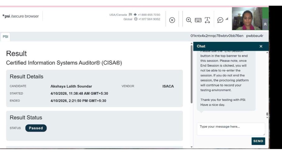 APCLearningSolu's tweet photo. Congratulations Akshaya you  have successfully passed the CISA Exam. #hackersuniversityapclearningsolutions
#hackersuniversityapclearningsolutions
#hackersuniversityapclearningsolutions
#cism #cisa #cybersecurity #isaca #cissp #crisc #itriskmanagement #informationtechnology https://t.co/kYtMy7Ui0M