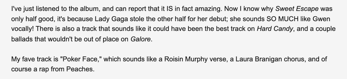 TinyTimOReilly's tweet photo. Reading a Pop Justice forum from 2008 anticipating The Fame coming out and early reactions to now-iconic tracks...never kill the wayback machine! https://t.co/NSqhRMAgWL