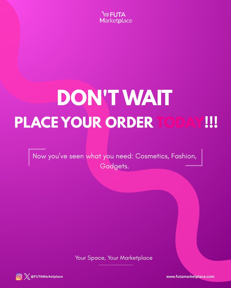 What you waiting for?🤷🏽‍♂️

FUTA Marketplace is right at your fingertips.💜

#FUTAMarketplace
#OnlinePlatform
#FUTACommunity
#shopsmart