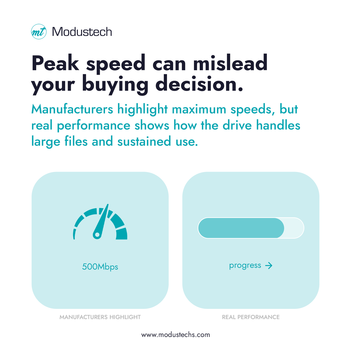 Modustechs's tweet image. Peak speed looks good on paper, but it rarely reflects real performance.
If you’re choosing an external hard drive, focus on how it handles large files and sustained use, not just advertised numbers.
#externalharddrive #datastorage #externalstorage #techtips