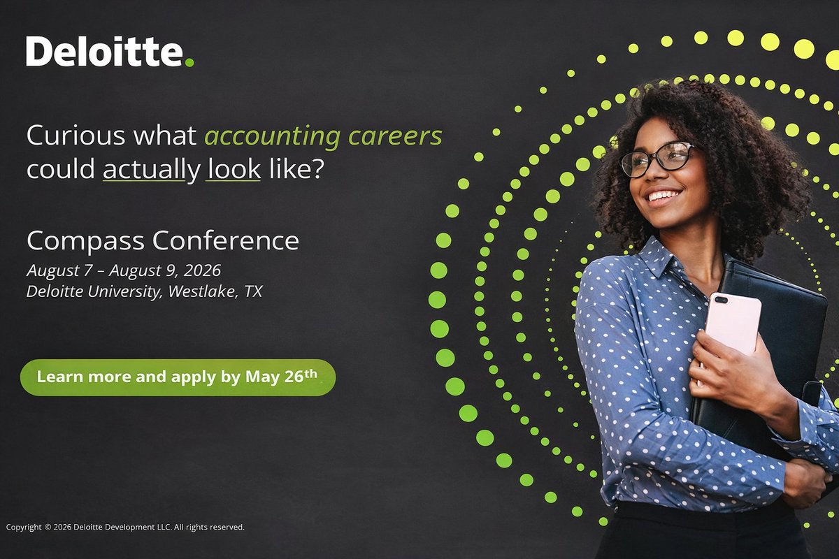 opportunitiesfy's tweet image. ✈️ Deloitte Compass 2026
🎓 Fully funded
 🌍USA experience
 📊Accounting careers
📅 Deadline: May 26, 2026
🔗 Apply: wp.me/p23f03-kCY
#Students #Careers