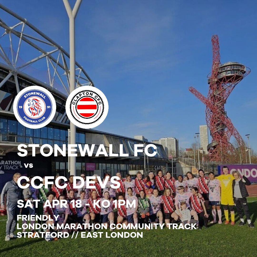 ClaptonCFC's tweet photo. An exciting friendly for the Devs against Stonewall FC on Saturday 🔥

A rare game at the London Marathon Community Stadium right next to West Ham's ground in Stratford 🏟️ ✅

Kick off 1pm so if you're going to the Men's First Team game at 3pm, you could do both if you cycle/taxi https://t.co/YbM9POgtYX