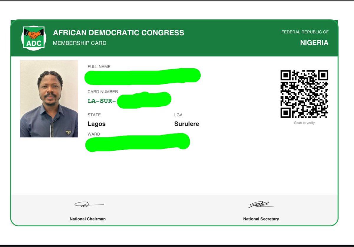 If you support Peter Obi, you must become a card-carrying member of ADC. 

I just did mine in less than 3-minutes via👇 
adcregistration.ng