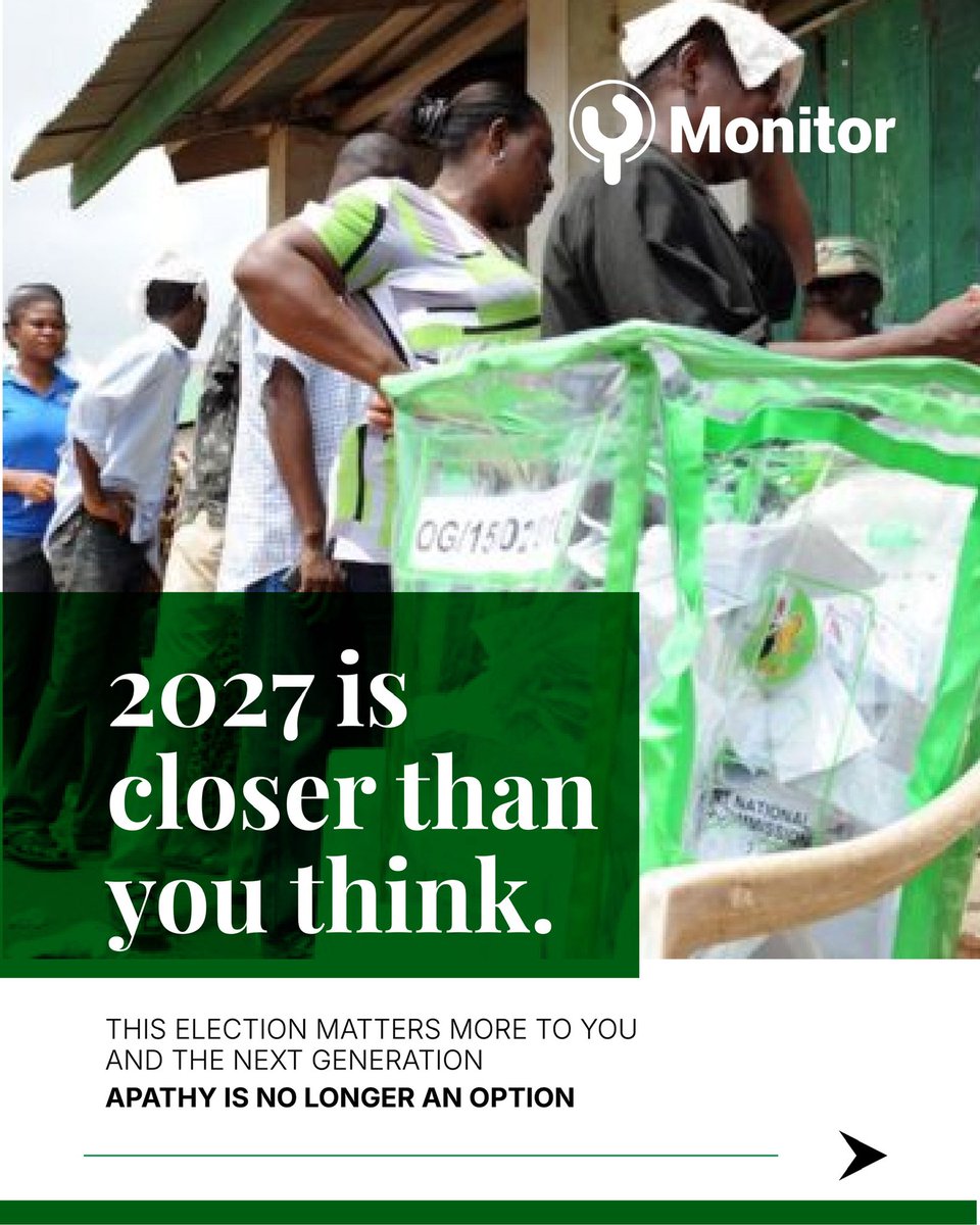 ymonitorng's tweet image. 2027 is closer than you think.
Change takes intention and participation.
Voter registration is the first step to shaping the future we deserve.
Get your PVC. Be ready to use it.

#GetYourPVC #VoterRegistration #YMonitorng #CivicAccountability