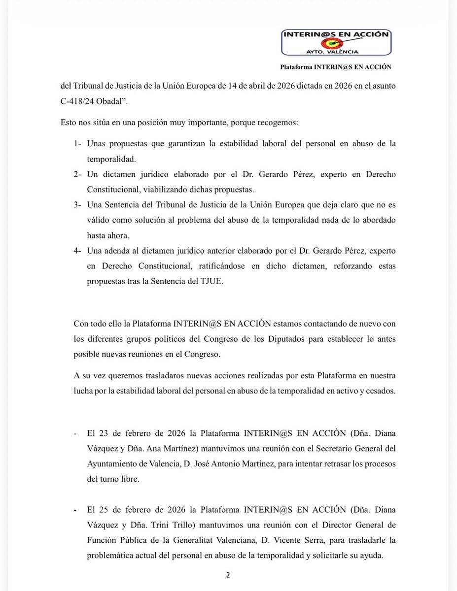 INTERACCAYTOVLC's tweet photo. VALORACIONES TRAS LA SENTENCIA DEL TJUE 14 ABRIL 26 Y NUEVAS ACCIONES 👇👇👇👇👇
El 29 de abril nos vamos de nuevo a Madrid, concentración frente al Congreso de los Diputados, esta vez con mucha más fuerza, porque ahora más que nunca la razón
está de nuestro lado.🎯🎯👇👇 https://t.co/lVOnDoRWnc