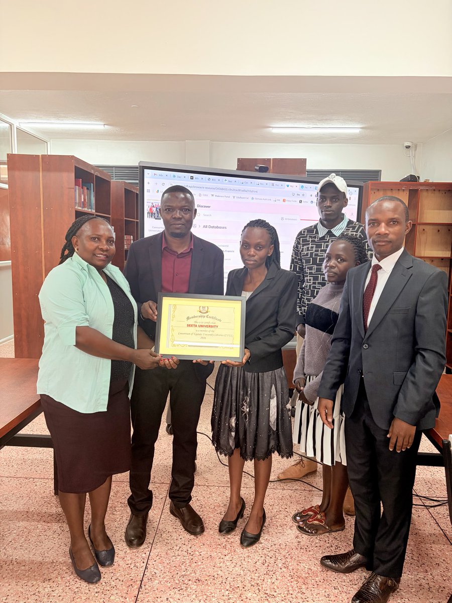 CuulibrariesU's tweet photo. CUUL outreach today at SEETA University, one of our newest members!

Onboarding &amp; eResource training conducted by @lujjaziiz alongside Ms. Sharon (Central Region Rep) to equip staff with skills, to maximize access &amp; use of digital resources 📚💻

Welcome aboard! 🤝 https://t.co/SbFcEfwVUh
