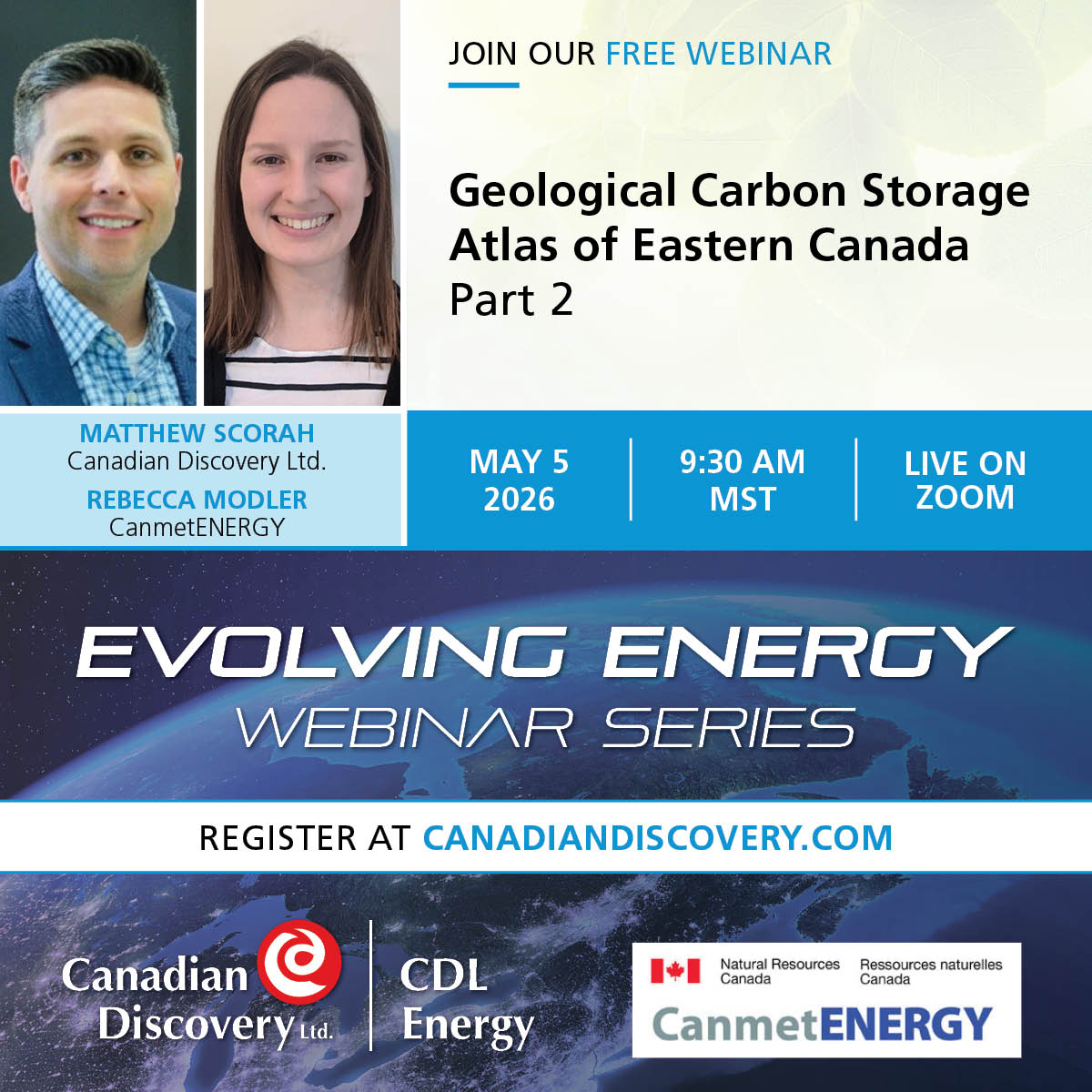 CdnDiscovery's tweet photo. Join us for a two-part #webinar series featuring the #Geological #CarbonStorage #Atlas of Eastern Canada, as we share key findings from the project! Details and registration below: 
📆 Part 1–April 28, 2026 @ 9:30am MST
📅 Part 2–May 5, 2026 @ 9:30am MST
https://t.co/3QY8aAzAo2 https://t.co/bEmj6kG2qh